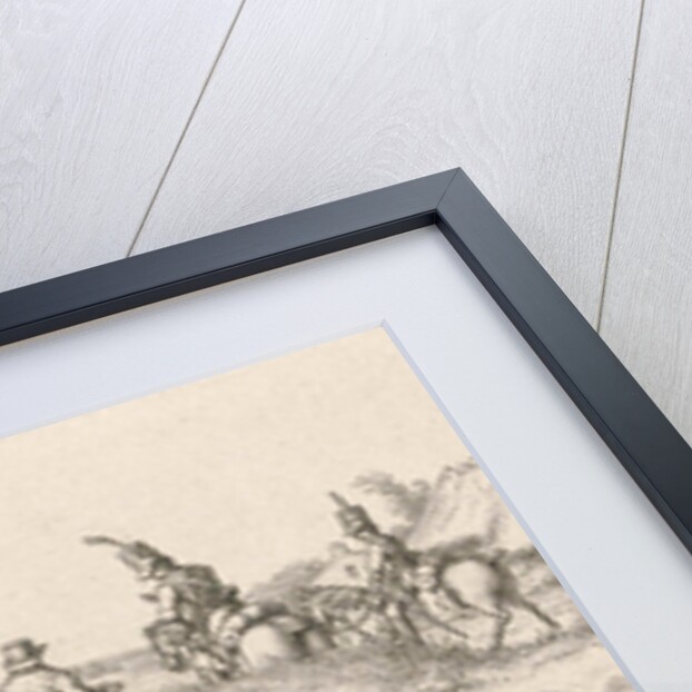 A woman with a basket and soldiers on horseback by Jacob Ernst Marcus