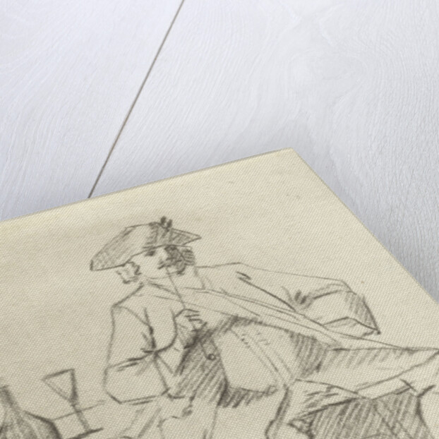 Man with a pipe sitting at a table, Cornelis van Noorde by Cornelis Troost