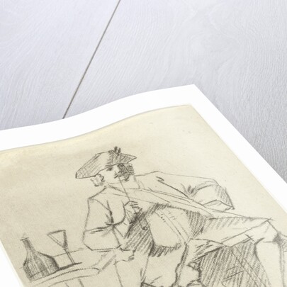 Man with a pipe sitting at a table, Cornelis van Noorde by Cornelis Troost