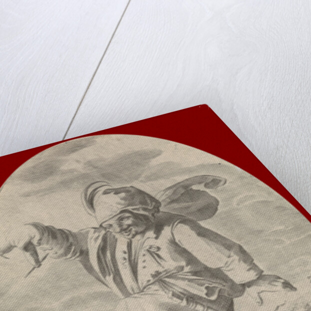 Dancing farmer with a sausage, Nicolaes van Lijnhoven, Andries Both, 1622 - before 1702 by Nicolaes van Lijnhoven and Andries Both