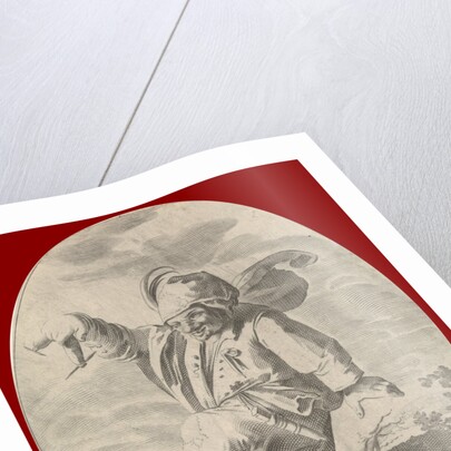 Dancing farmer with a sausage, Nicolaes van Lijnhoven, Andries Both, 1622 - before 1702 by Nicolaes van Lijnhoven and Andries Both