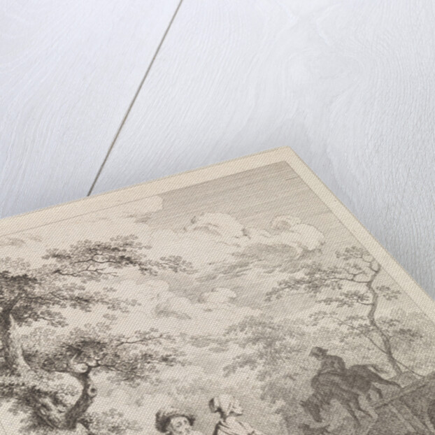 Old man, woman and child on a forest path by Leendert Overbeek