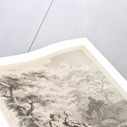 Old man, woman and child on a forest path by Leendert Overbeek