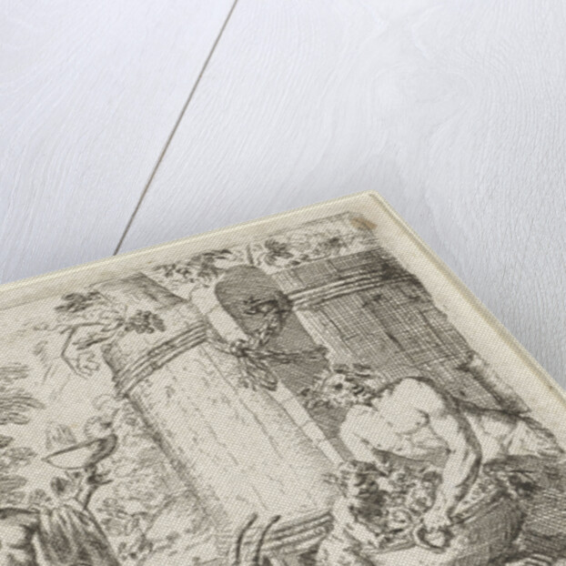 Two nymphs and two satyrs in a wooden tub, Herman van Swanevelt by Charles Audran