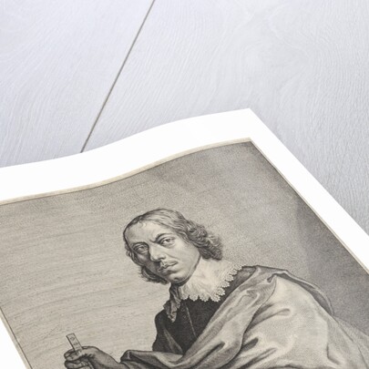 Portrait of architect Jacob Vennekool with a design for the town hall on the Dam Amsterdam by Anonymous