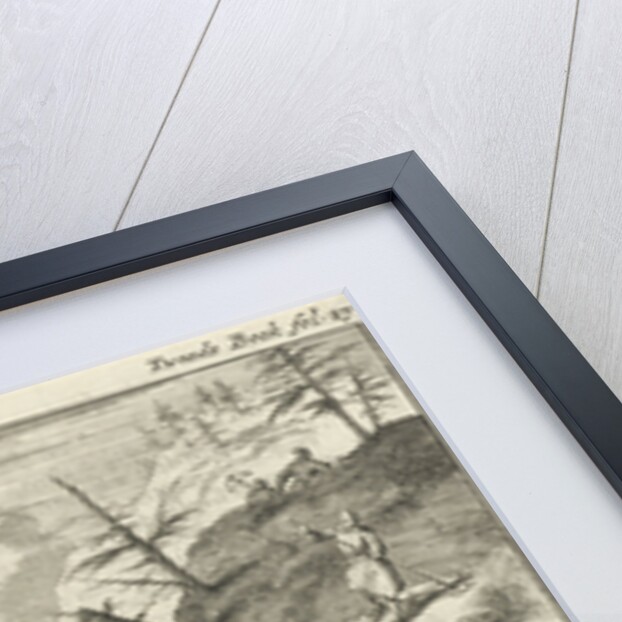 Laplanders move on wooden slats and slides through the snowy landscape by Jan Luyken