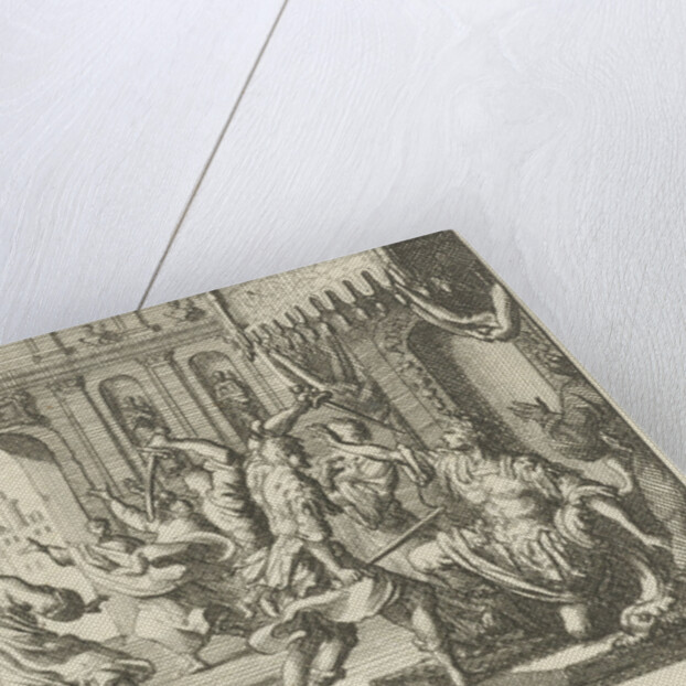 Julius Caesar assassinated. Polycrates kindly received by Orates by Johannes Boekholt