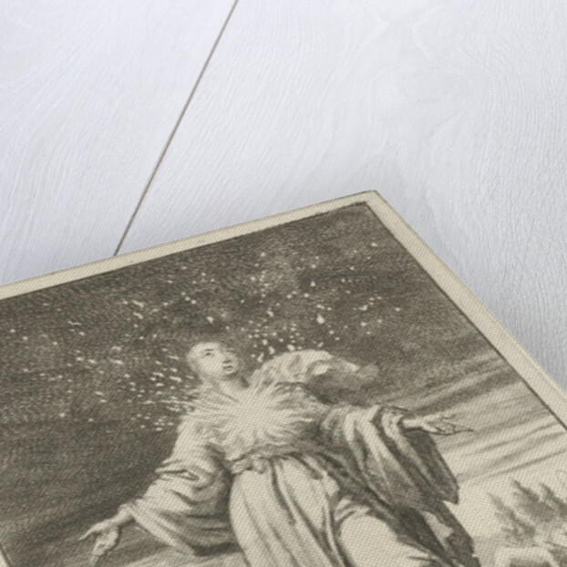 Woman with burning bosom looks skyward by Pieter Arentsz II
