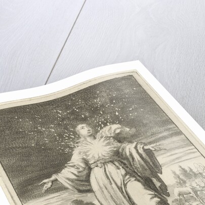 Woman with burning bosom looks skyward by Pieter Arentsz II