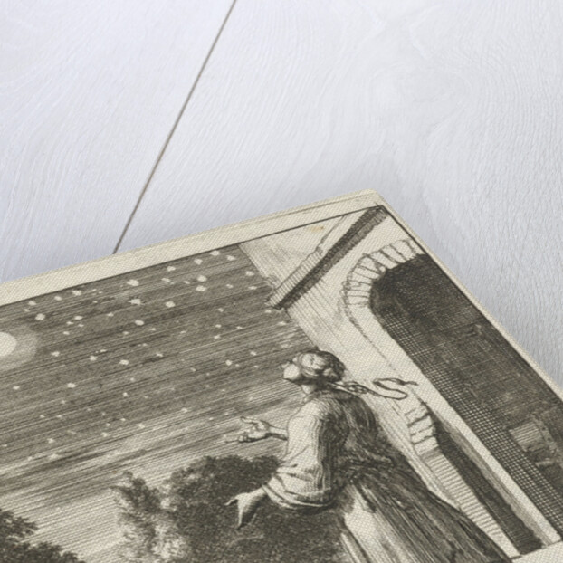 Woman contemplating the moon and stars by Pieter Arentsz II