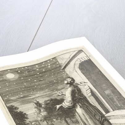 Woman contemplating the moon and stars by Pieter Arentsz II