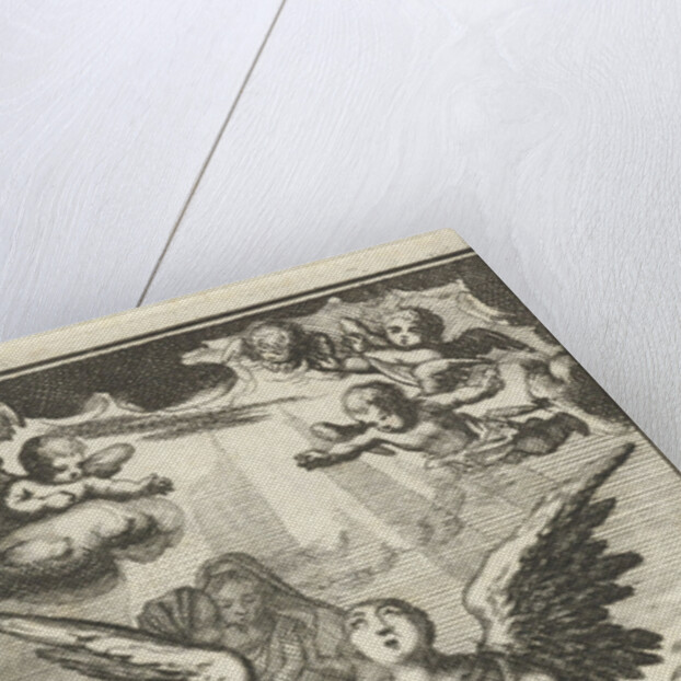 Angel praying with outstretched arms to God by Barent Bos