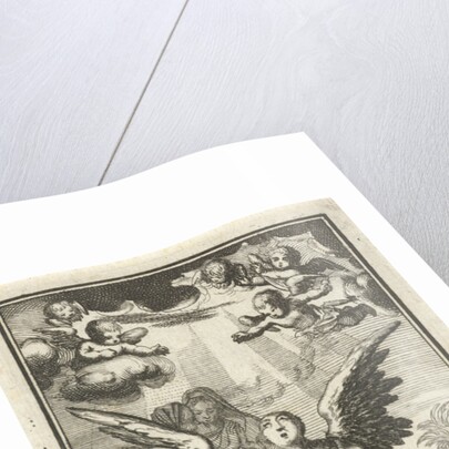 Angel praying with outstretched arms to God by Barent Bos