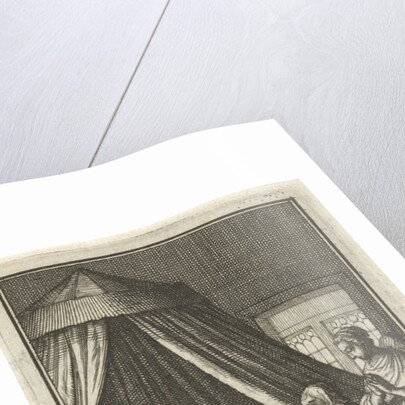 Figures praying at the bed of a patient by Barent Bos