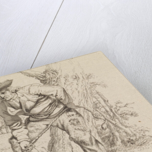 Study Sheet with wood Firewood-gatherer and a man with saw by Jacob Ernst Marcus