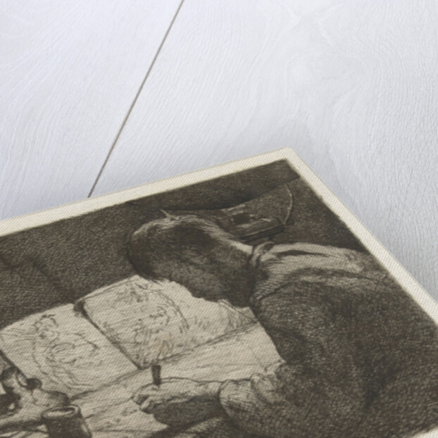 Self Portrait at the drawing board by Gerard Jan Bos