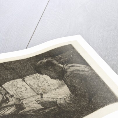 Self Portrait at the drawing board by Gerard Jan Bos