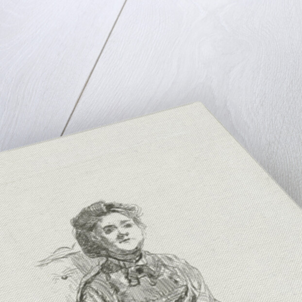 Portrait of Mistress Berg sitting on chair by Joan Berg