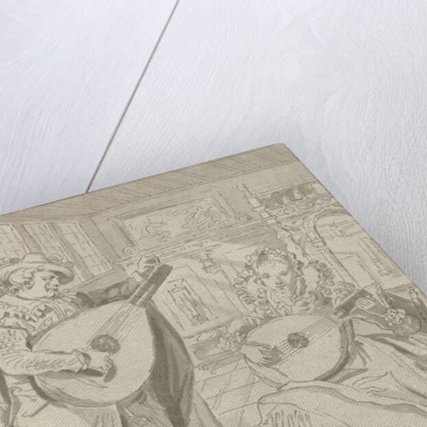 Lute playing lord and lady by Bernhard Schreuder
