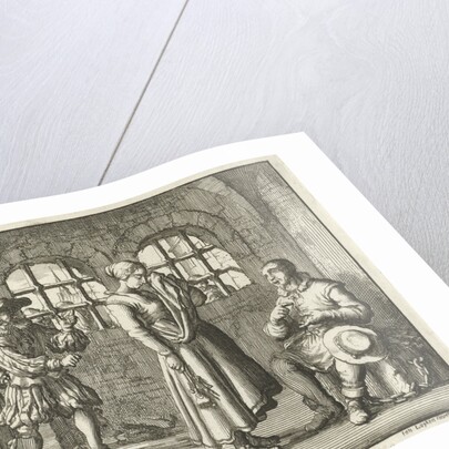 Jacques d'Auchy in prison in Leeuwarden say goodbye to his wife by Jan Luyken