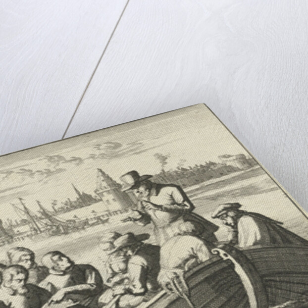Pieter Pietersz. Bekjen preaches eight people in a rowing boat on the Amstel by Anonymous