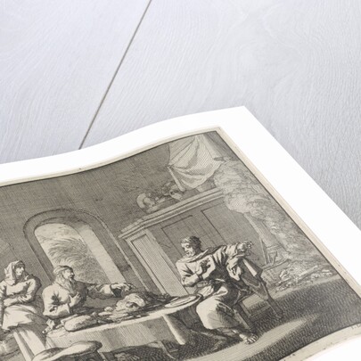 Saint Spiridon of Cyprus offers a salted pork by Jan Luyken