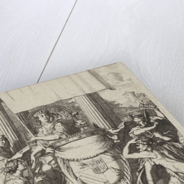 Coat of arms Geelvinck family surrounded by allegorical figures by Gerard de Lairesse