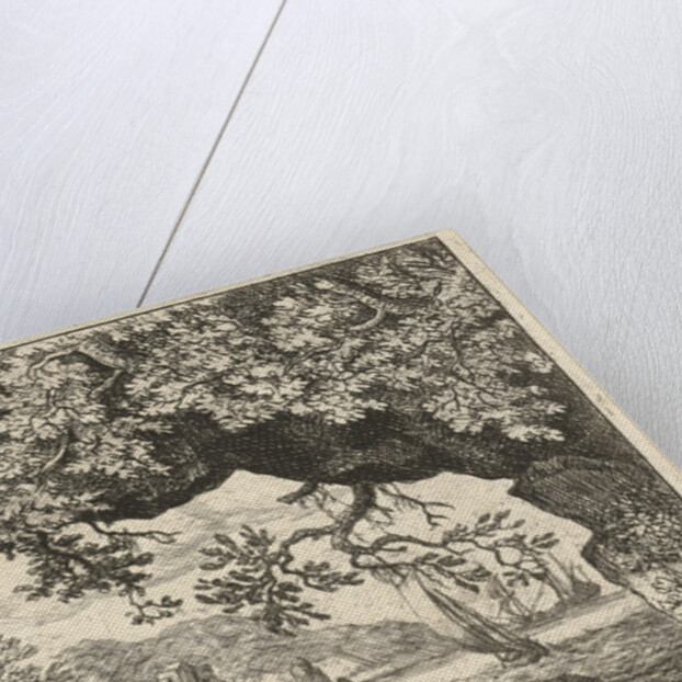 Seascape through an opening in the rocks by Allaert van Everdingen