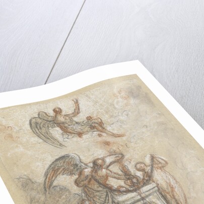 Allegory of Time and other figures around monument or altar by Anonymous