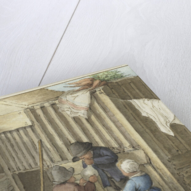 Three children playing with a pig's bladder by Jean Bernard