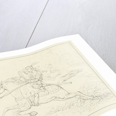 Knight with a woman on horseback by Louis Moritz