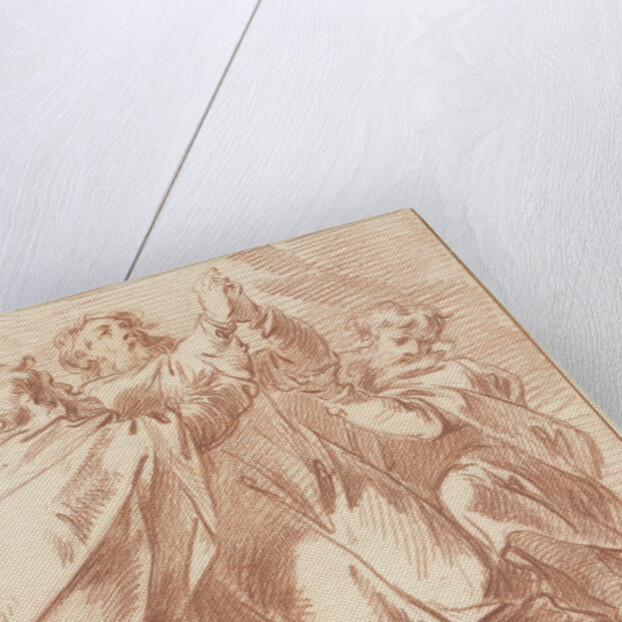 Aaron and Hur struts Moses' hands during the struggle of the people of Israel against the Amalekites Biblical scene by Anonymous