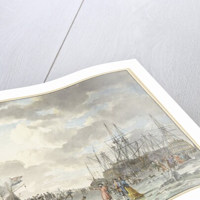 Frost Fair on a Frozen River with Ships by Hendrik Kobell