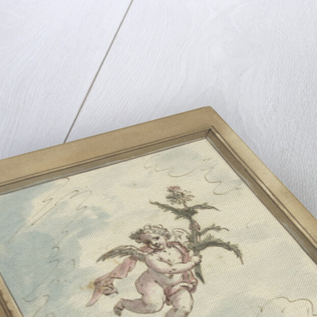 Design for a ceiling painting with a putto and two turtledoves by Elias van Nijmegen
