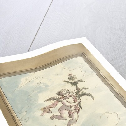 Design for a ceiling painting with a putto and two turtledoves by Elias van Nijmegen