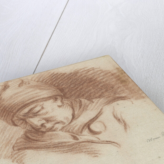 Sleeping man with hat (self portrait?) by Willem van Leen