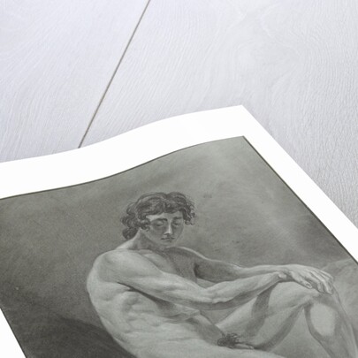 Seated male nude by Hendrik Lageman