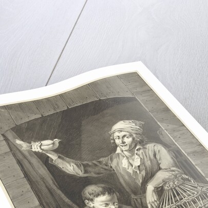 Man and boy in window with dove and eggs by Johannes Pieter de Frey