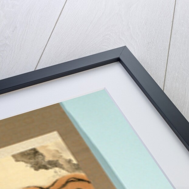 Horizontale Scroll Painting with a picture of a tiger on a rock by Tanaka Gekko