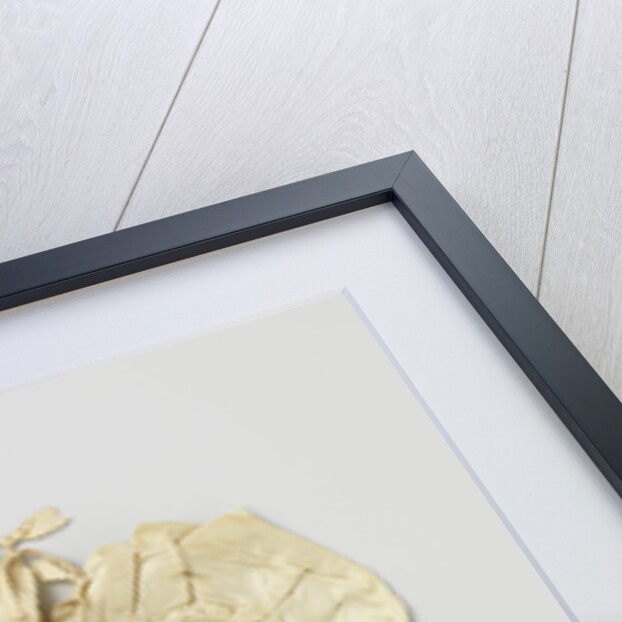 Bag made of durable two hearts lined with velvet, painted with flowers, surrounded by a border of cream-colored wrinkled sil by Anonymous