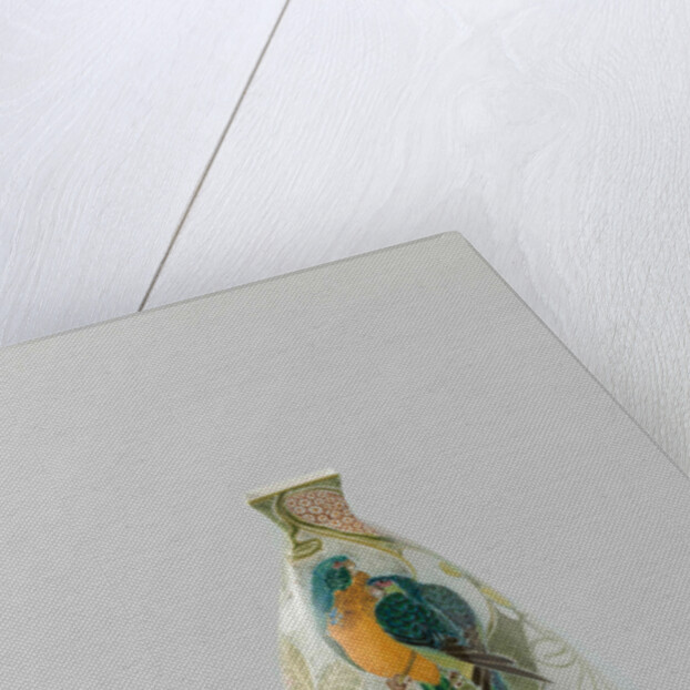 Vase decorated with flowers and parrots by Roelof Sterken