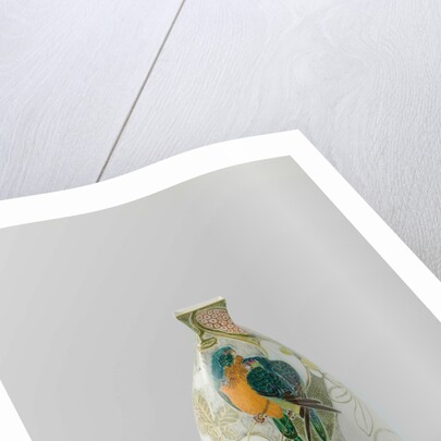 Vase decorated with flowers and parrots by Roelof Sterken