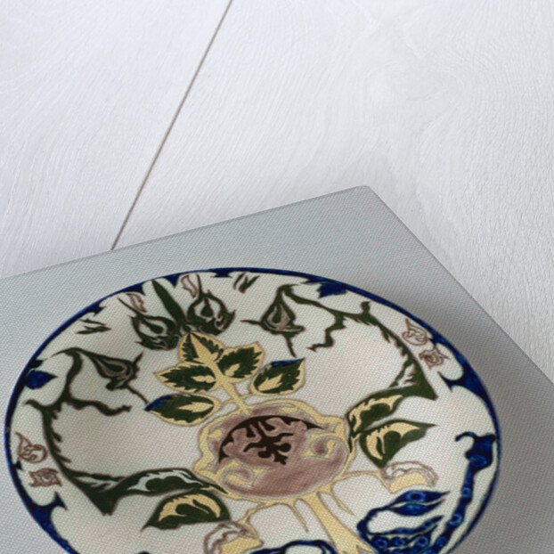 Plate painted with standing vegetative motif by Wilhelmus Petrus Hartgring