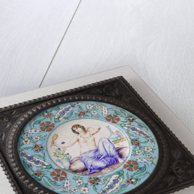 Wallplate with sitting in pillows odalisque, Théodore Deck by François Ehrmann