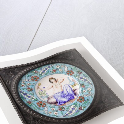 Wallplate with sitting in pillows odalisque, Théodore Deck by François Ehrmann