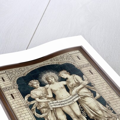 Tile panel with the personifications of the Beautiful, the True and the Good, Daniël Harkink by Georg Sturm