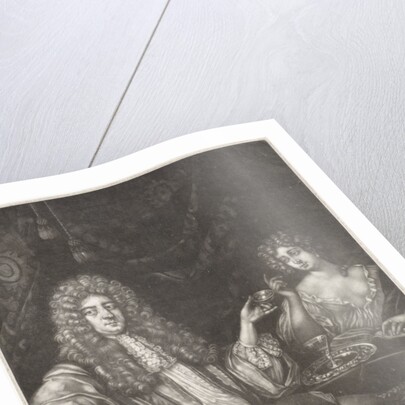 Portrait of Adriaen van Beverland with a lady of easy virtue by Ary de Vois