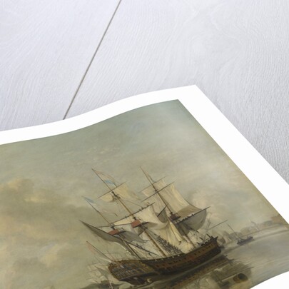 The National Frigate Rotterdam on the Meuse near Rotterdam Still Water, The Netherlands by Nicolaas Baur