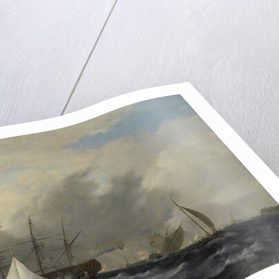 Dutch Man-of-War Amsterdam on the western side of the Quay on Het IJ before Amsterdam, The Netherlands by Nicolaas Baur