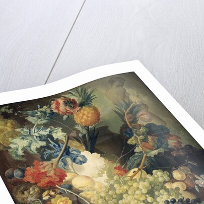 Still Life with Flowers, Fruit and Birds by Jan van Os